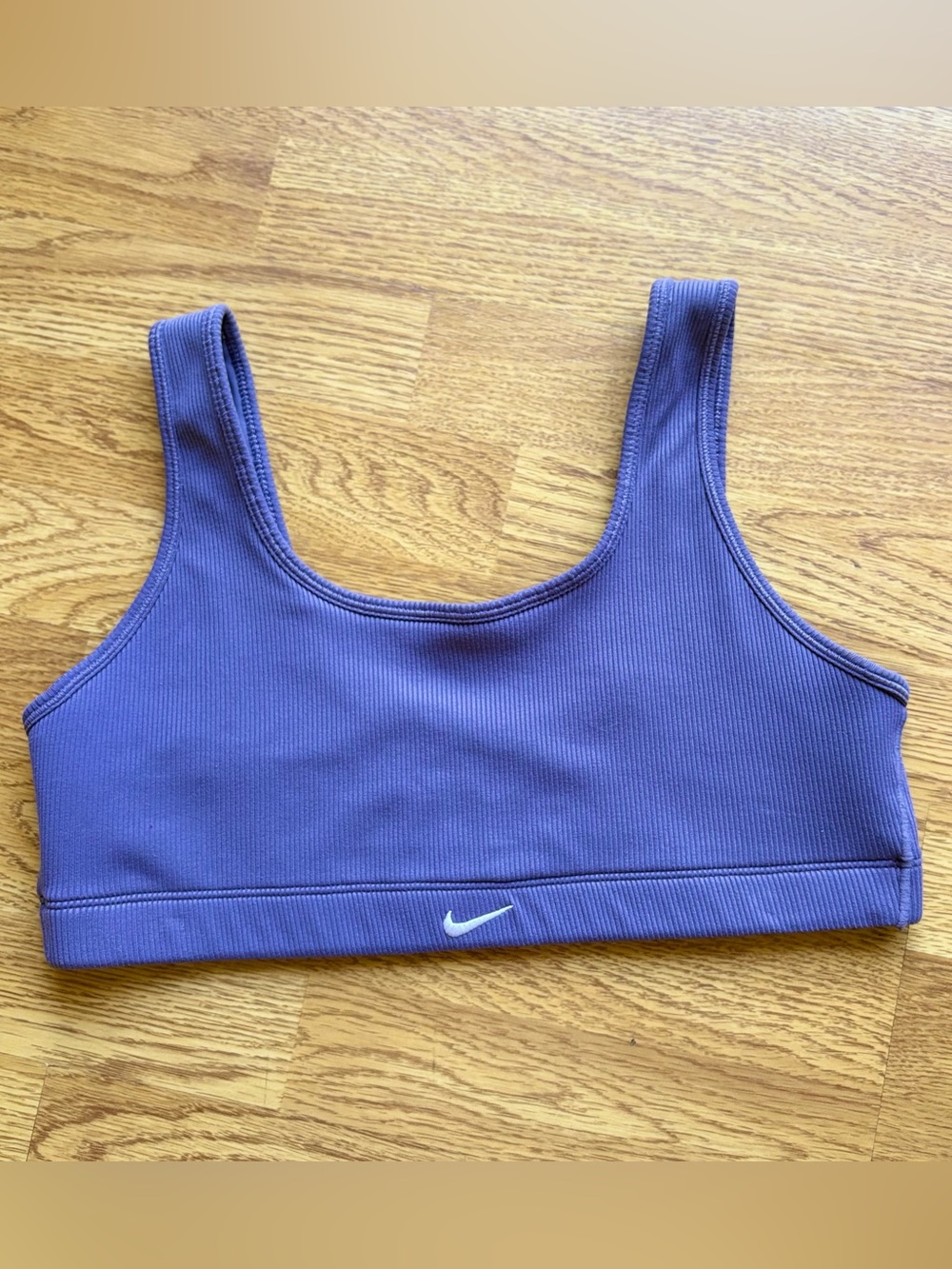 Nike Purple Ribbed Scoop Neck Light Support Ribbed Sports Bra Active Yoga Sz L